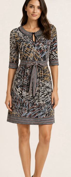 BCBGMAXAZRIA Dresses & Skirts - BCBG MaxAzria Abstract-Print Belted Dress – Size XS